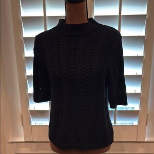 Black Knit Short Sleeve Sweater